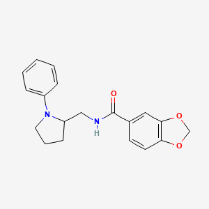 molecular formula C19H20N2O3 B2611069 N-((1-phenylpyrrolidin-2-yl)methyl)benzo[d][1,3]dioxole-5-carboxamide CAS No. 1705308-80-0