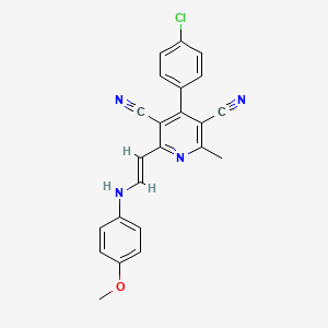 4-(4-Chlorophenyl)-2-[2-(4-methoxyanilino)vinyl]-6-methyl-3,5-pyridinedicarbonitrile