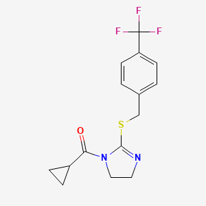 Cyclopropyl-[2-[[4-(trifluoromethyl)phenyl]methylsulfanyl]-4,5-dihydroimidazol-1-yl]methanone