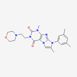 molecular formula C23H28N6O3 B2611082 8-(3,5-dimethylphenyl)-1,7-dimethyl-3-(2-morpholinoethyl)-1H-imidazo[2,1-f]purine-2,4(3H,8H)-dione CAS No. 899406-22-5