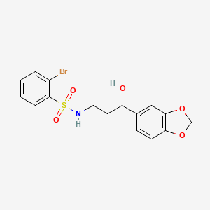 molecular formula C16H16BrNO5S B2611094 N-(3-(benzo[d][1,3]dioxol-5-yl)-3-hydroxypropyl)-2-bromobenzenesulfonamide CAS No. 1448137-68-5