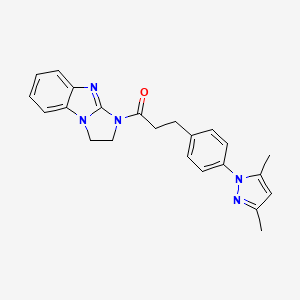 1-(2,3-dihydro-1H-benzo[d]imidazo[1,2-a]imidazol-1-yl)-3-(4-(3,5-dimethyl-1H-pyrazol-1-yl)phenyl)propan-1-one