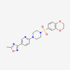 3-(6-(4-((2,3-Dihydrobenzo[b][1,4]dioxin-6-yl)sulfonyl)piperazin-1-yl)pyridin-3-yl)-5-methyl-1,2,4-oxadiazole