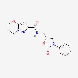 N-((2-oxo-3-phenyloxazolidin-5-yl)methyl)-6,7-dihydro-5H-pyrazolo[5,1-b][1,3]oxazine-2-carboxamide