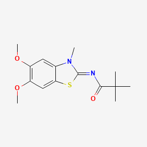 molecular formula C15H20N2O3S B2611129 (Z)-N-(5,6-dimethoxy-3-methylbenzo[d]thiazol-2(3H)-ylidene)pivalamide CAS No. 895436-74-5