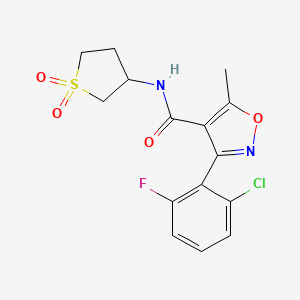 molecular formula C15H14ClFN2O4S B2611135 3-(2-氯-6-氟苯基)-N-(1,1-二氧化四氢噻吩-3-基)-5-甲基异恶唑-4-甲酰胺 CAS No. 324545-15-5