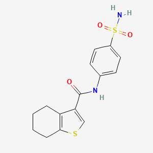 molecular formula C15H16N2O3S2 B2611138 N-(4-sulfamoylphenyl)-4,5,6,7-tetrahydro-1-benzothiophene-3-carboxamide CAS No. 868153-75-7
