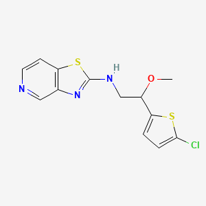 molecular formula C13H12ClN3OS2 B2611149 N-[2-(5-Chlorothiophen-2-yl)-2-methoxyethyl]-[1,3]thiazolo[4,5-c]pyridin-2-amine CAS No. 2380067-76-3