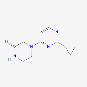 molecular formula C11H14N4O B2611151 4-(2-环丙基嘧啶-4-基)哌嗪-2-酮 CAS No. 2034352-65-1