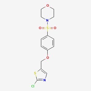 molecular formula C14H15ClN2O4S2 B2611157 (2-Chloro-1,3-thiazol-5-yl)methyl 4-(morpholinosulfonyl)phenyl ether CAS No. 339105-31-6