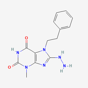 molecular formula C14H16N6O2 B2611164 8-hydrazinyl-3-methyl-7-phenethyl-1H-purine-2,6(3H,7H)-dione CAS No. 123980-62-1