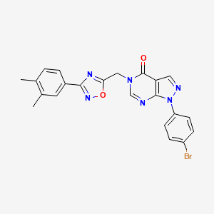 molecular formula C22H17BrN6O2 B2611165 1-(4-bromophenyl)-5-((3-(3,4-dimethylphenyl)-1,2,4-oxadiazol-5-yl)methyl)-1H-pyrazolo[3,4-d]pyrimidin-4(5H)-one CAS No. 1030100-28-7