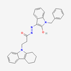 molecular formula C30H28N4O2 B2611166 (Z)-N'-(1-benzyl-2-oxoindolin-3-ylidene)-3-(3,4-dihydro-1H-carbazol-9(2H)-yl)propanehydrazide CAS No. 347368-48-3