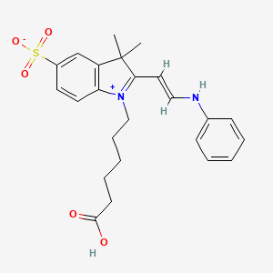 molecular formula C24H28N2O5S B2611169 1-(5-carboxypentyl)-3,3-dimethyl-2-[(1E)-2-(phenylamino)ethenyl]-3H-indol-1-ium-5-sulfonate CAS No. 540528-27-6