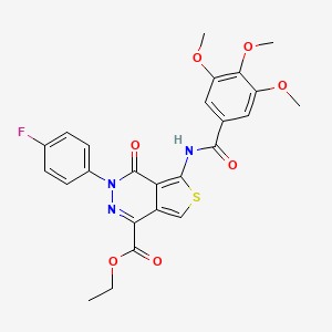 molecular formula C25H22FN3O7S B2611173 3-(4-氟苯基)-4-氧代-5-[(3,4,5-三甲氧基苯甲酰基)氨基]噻吩并[3,4-d]嘧啶-1-甲酸乙酯 CAS No. 851949-24-1