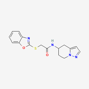 molecular formula C16H16N4O2S B2611177 2-(苯并[d]恶唑-2-基硫代)-N-(4,5,6,7-四氢吡唑并[1,5-a]吡啶-5-基)乙酰胺 CAS No. 2034339-55-2