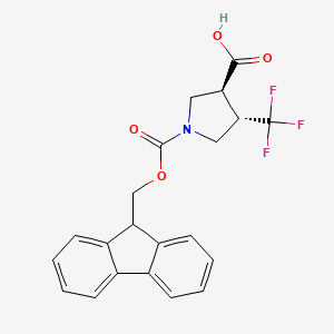molecular formula C21H18F3NO4 B2611178 (3S,4S)-1-(9H-Fluoren-9-ylmethoxycarbonyl)-4-(trifluoromethyl)pyrrolidine-3-carboxylic acid CAS No. 2095396-72-6