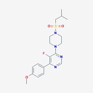 molecular formula C19H25FN4O3S B2611179 5-Fluoro-4-(4-methoxyphenyl)-6-[4-(2-methylpropylsulfonyl)piperazin-1-yl]pyrimidine CAS No. 2380081-15-0