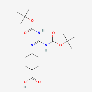 molecular formula C18H31N3O6 B2611185 4-trans-[Bis(t-butyloxycarbonyl)-guanidino]cyclohexane carboxylic acid CAS No. 1263045-22-2