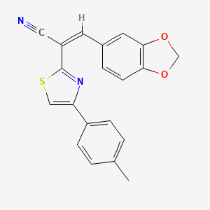 molecular formula C20H14N2O2S B2611194 (Z)-3-(benzo[d][1,3]dioxol-5-yl)-2-(4-(p-tolyl)thiazol-2-yl)acrylonitrile CAS No. 476673-97-9