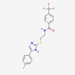 molecular formula C20H18F3N3OS B2611204 N-(2-((5-(p-tolyl)-1H-imidazol-2-yl)thio)ethyl)-4-(trifluoromethyl)benzamide CAS No. 897455-15-1