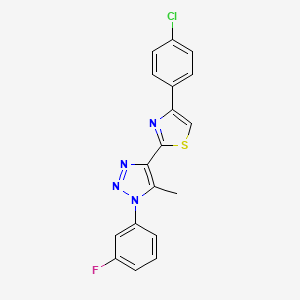 molecular formula C18H12ClFN4S B2611207 4-[4-(4-chlorophenyl)-1,3-thiazol-2-yl]-1-(3-fluorophenyl)-5-methyl-1H-1,2,3-triazole CAS No. 1260994-22-6