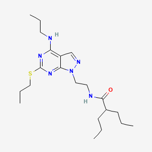 molecular formula C21H36N6OS B2611208 2-propyl-N-(2-(4-(propylamino)-6-(propylthio)-1H-pyrazolo[3,4-d]pyrimidin-1-yl)ethyl)pentanamide CAS No. 946211-38-7