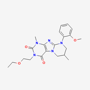 molecular formula C21H27N5O4 B2611216 3-(2-ethoxyethyl)-9-(2-methoxyphenyl)-1,7-dimethyl-7,8-dihydro-6H-purino[7,8-a]pyrimidine-2,4-dione CAS No. 876900-78-6