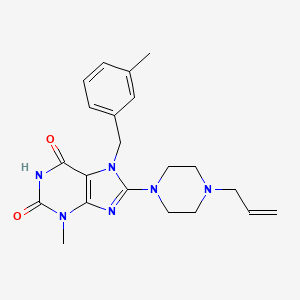 molecular formula C21H26N6O2 B2611218 3-Methyl-7-[(3-methylphenyl)methyl]-8-(4-prop-2-enylpiperazin-1-yl)purine-2,6-dione CAS No. 887030-24-2