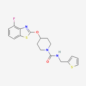 molecular formula C18H18FN3O2S2 B2611221 4-((4-fluorobenzo[d]thiazol-2-yl)oxy)-N-(thiophen-2-ylmethyl)piperidine-1-carboxamide CAS No. 1286732-24-8