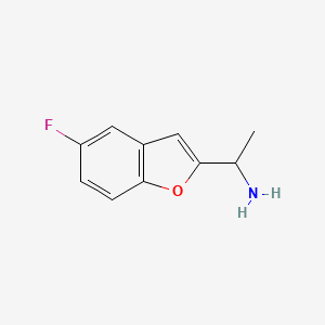 molecular formula C10H10FNO B2611225 1-(5-Fluoro-1-benzofuran-2-yl)ethan-1-amine CAS No. 159009-23-1