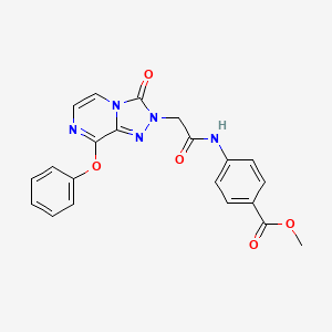 molecular formula C21H17N5O5 B2611231 methyl 4-(2-(3-oxo-8-phenoxy-[1,2,4]triazolo[4,3-a]pyrazin-2(3H)-yl)acetamido)benzoate CAS No. 1251633-65-4