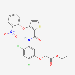 molecular formula C21H16Cl2N2O7S B2611235 Ethyl 2-(2,4-Dichloro-5-(((3-(2-nitrophenoxy)-2-thienyl)carbonyl)amino)phenoxy)acetate CAS No. 339015-23-5