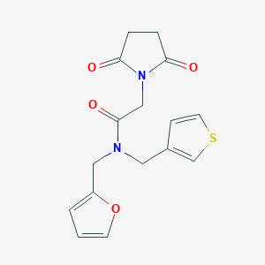 molecular formula C16H16N2O4S B2611240 2-(2,5-二氧代吡咯烷-1-基)-N-(呋喃-2-基甲基)-N-(噻吩-3-基甲基)乙酰胺 CAS No. 1219845-16-5