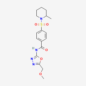 B2611243 N-[5-(methoxymethyl)-1,3,4-oxadiazol-2-yl]-4-(2-methylpiperidin-1-yl)sulfonylbenzamide CAS No. 850936-16-2