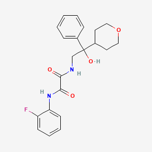molecular formula C21H23FN2O4 B2611246 N-(2-氟苯基)-N'-[2-羟基-2-(氧杂-4-基)-2-苯乙基]乙二酰胺 CAS No. 2097913-59-0