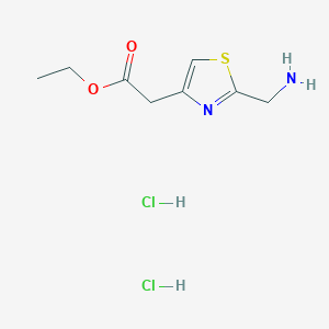 molecular formula C8H14Cl2N2O2S B2611256 Ethyl 2-[2-(aminomethyl)-1,3-thiazol-4-yl]acetate dihydrochloride CAS No. 2126162-24-9