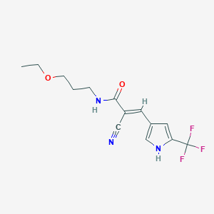 molecular formula C14H16F3N3O2 B2611274 (E)-2-Cyano-N-(3-ethoxypropyl)-3-[5-(trifluoromethyl)-1H-pyrrol-3-yl]prop-2-enamide CAS No. 2094959-02-9