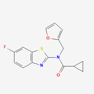 molecular formula C16H13FN2O2S B2611277 N-(6-fluorobenzo[d]thiazol-2-yl)-N-(furan-2-ylmethyl)cyclopropanecarboxamide CAS No. 922386-66-1