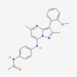 molecular formula C23H23N5O2 B2611286 N-(4-{[3-(2-甲氧基苯基)-2,5-二甲基吡唑并[1,5-a]嘧啶-7-基]氨基}苯基)乙酰胺 CAS No. 902015-15-0