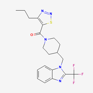 molecular formula C20H22F3N5OS B2611287 (4-丙基-1,2,3-噻二唑-5-基)(4-((2-(三氟甲基)-1H-苯并[d]咪唑-1-基)甲基)哌啶-1-基)甲酮 CAS No. 1211209-88-9