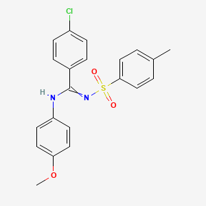molecular formula C21H19ClN2O3S B2611315 4-chloro-N-(4-methoxyphenyl)-N'-tosylbenzimidamide CAS No. 328014-88-6