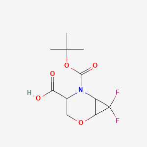 molecular formula C11H15F2NO5 B2611318 5-[(Tert-butoxy)carbonyl]-7,7-difluoro-2-oxa-5-azabicyclo[4.1.0]heptane-4-carboxylic acid CAS No. 1822535-60-3