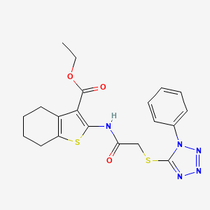 B2611323 Ethyl 2-[[2-(1-phenyltetrazol-5-yl)sulfanylacetyl]amino]-4,5,6,7-tetrahydro-1-benzothiophene-3-carboxylate CAS No. 306278-26-2