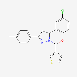 9-chloro-5-(thiophen-3-yl)-2-(p-tolyl)-5,10b-dihydro-1H-benzo[e]pyrazolo[1,5-c][1,3]oxazine