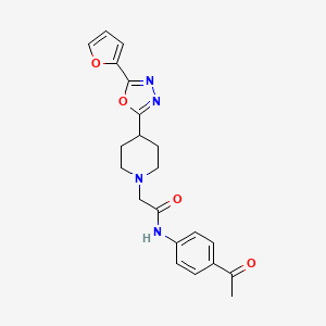 molecular formula C21H22N4O4 B2611352 N-(4-acetylphenyl)-2-(4-(5-(furan-2-yl)-1,3,4-oxadiazol-2-yl)piperidin-1-yl)acetamide CAS No. 1251708-69-6