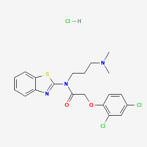 molecular formula C20H22Cl3N3O2S B2611354 N-(benzo[d]thiazol-2-yl)-2-(2,4-dichlorophenoxy)-N-(3-(dimethylamino)propyl)acetamide hydrochloride CAS No. 1216610-97-7