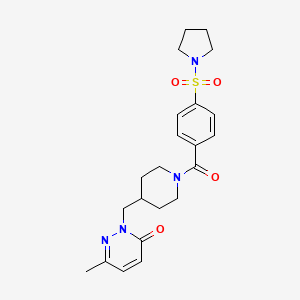 molecular formula C22H28N4O4S B2611361 6-methyl-2-((1-(4-(pyrrolidin-1-ylsulfonyl)benzoyl)piperidin-4-yl)methyl)pyridazin-3(2H)-one CAS No. 2309310-22-1