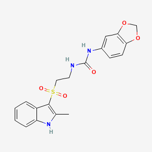 molecular formula C19H19N3O5S B2611366 1-(benzo[d][1,3]dioxol-5-yl)-3-(2-((2-methyl-1H-indol-3-yl)sulfonyl)ethyl)urea CAS No. 946298-97-1