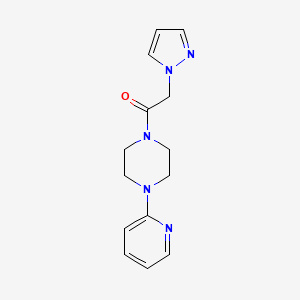 molecular formula C14H17N5O B2611375 2-(1H-pyrazol-1-yl)-1-(4-(pyridin-2-yl)piperazin-1-yl)ethanone CAS No. 1234982-87-6